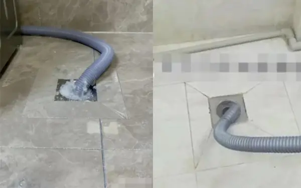 Never insert the washing machine drain hose into the floor drain.