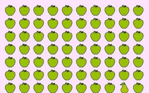 Sharp eyes find the pear hidden among the apples