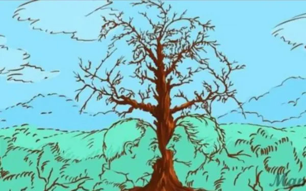 How many faces are hidden in the tree?