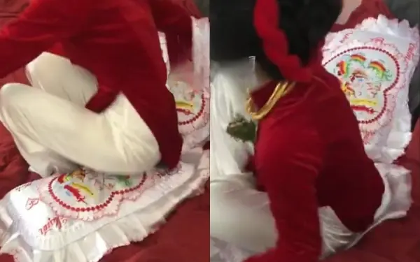 Why does the bride have to sit on the pillow?