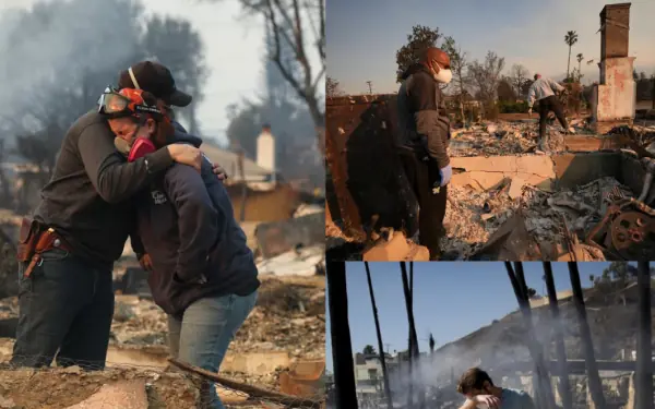 Families in s.h.o.c.k begin to visit their charred homes in the Los Angeles area