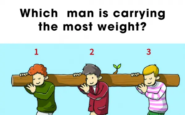 Which man is carrying the most weight?