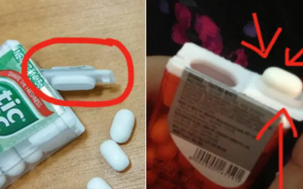 What is the purpose of the extra plastic groove on the lid of the tic tac candy jar?