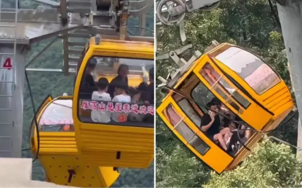 The cable car door was blown open by the wind, and a tourist fell from ...