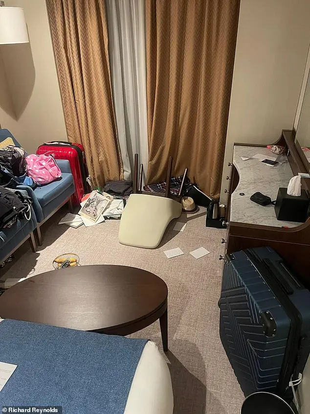 The passenger said people were screaming and furniture and plates and glass were flying in every direction