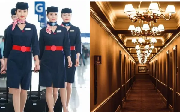 Why do flight attendants usually go to a hotel instead of going home after the plane lands?
