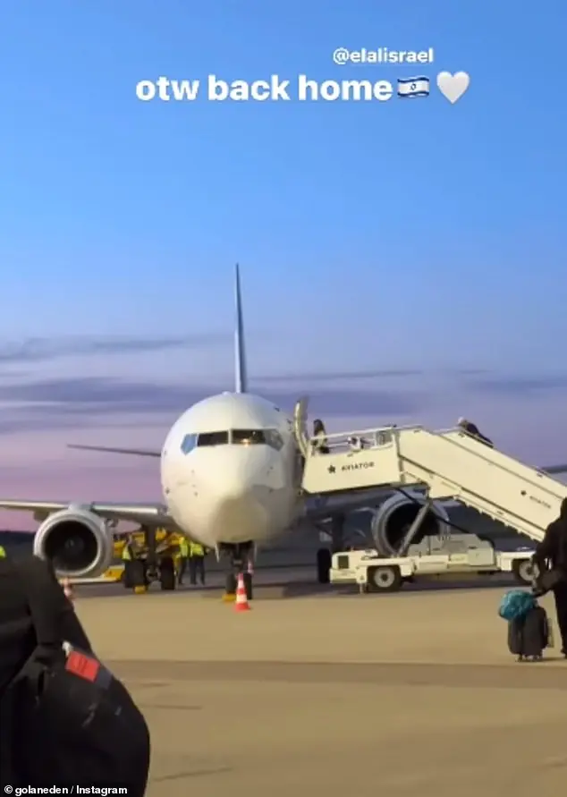 Ms Golan shared a picture on her Instagram as she left Sweden following a tense few days