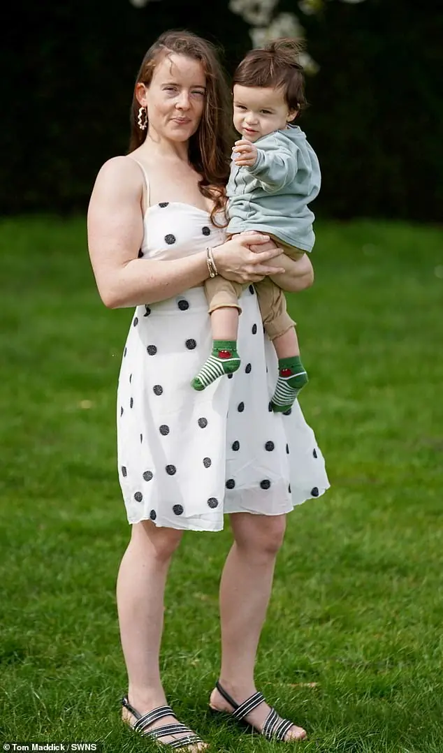 Amee Gleadell from Lincoln says other mothers shame her for being 'naturally pretty'. Pictured with her son Arthane, 15 months