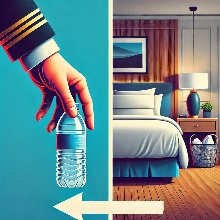 Why do flight attendants always throw water bottles under the bed when checking into a hotel?