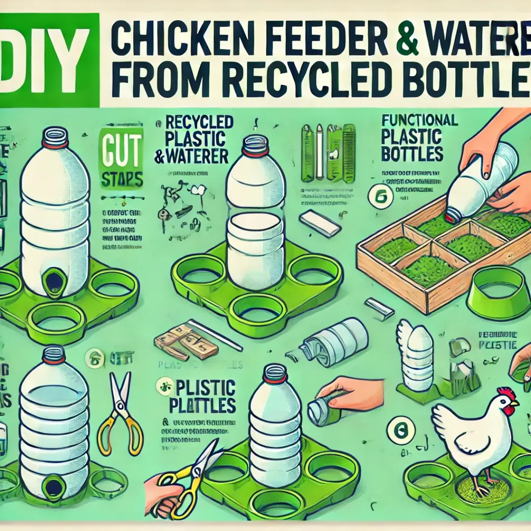 How to make a feeding and drinking roof from recycled plastic bottles for chickens