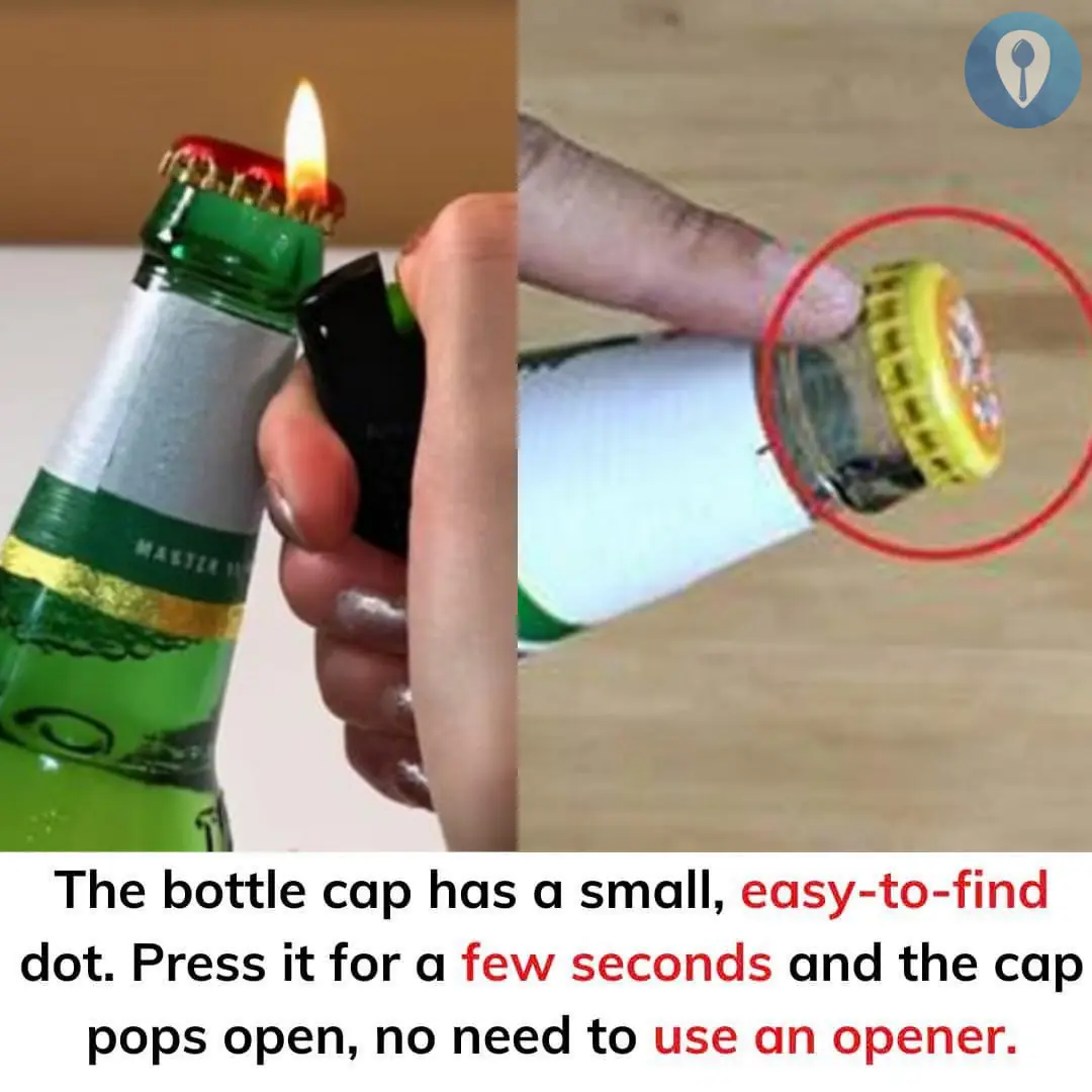 The bottle cap has a small, easy-to-find dot