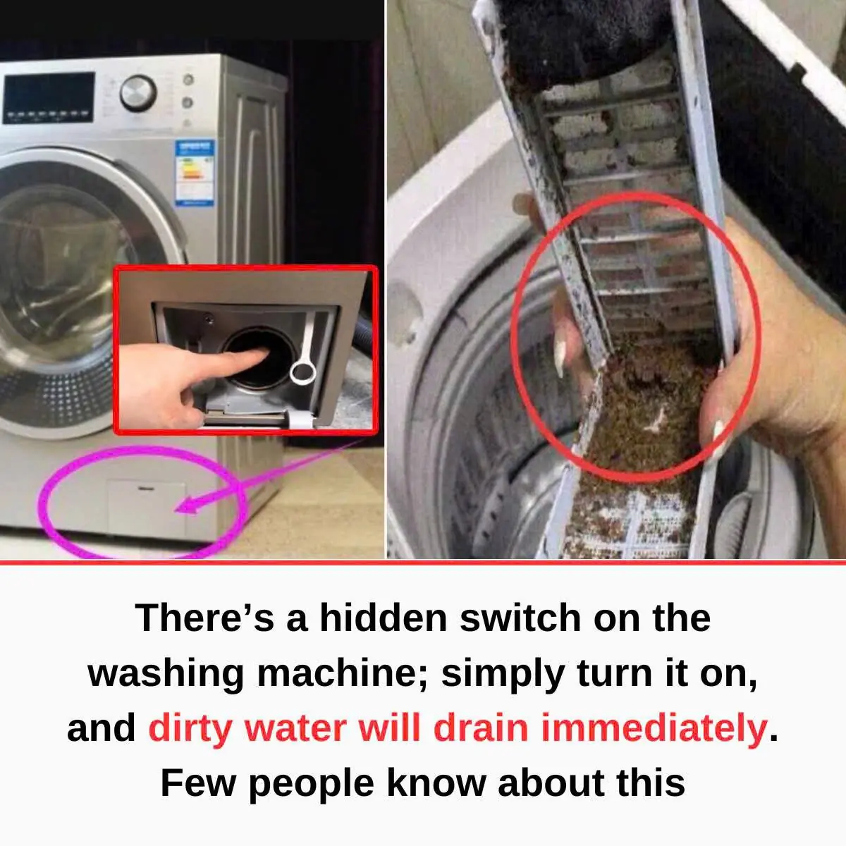 Just turn it on, and the dirty water will drain immediately