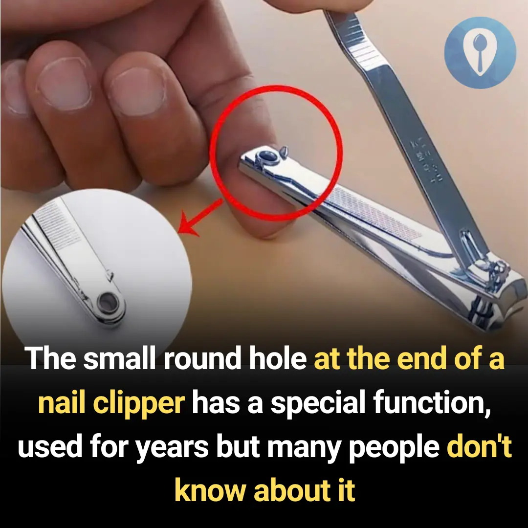 A small round hole at the end of the nail clip