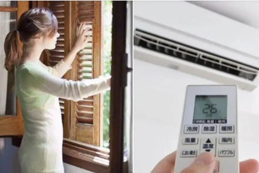 Why shouldn't we keep the door completely closed when using air conditioning?