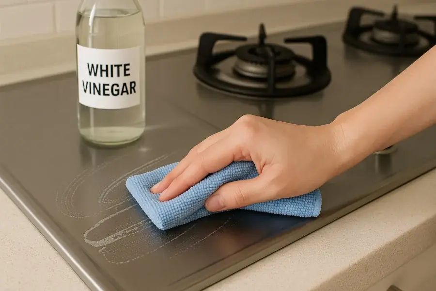 Tips to clean a shiny gas stove with just white vinegar