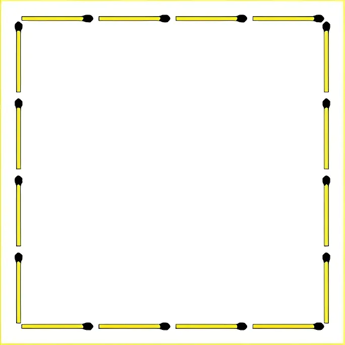 Add 9 matchsticks to divide the shape into 4 equal parts