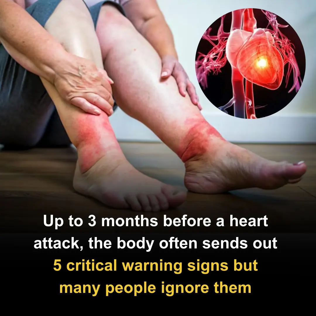 Có thể là hình ảnh về 1 người và văn bản cho biết 'Up to 3 months before before a heart attack, the body often sends out attack 5 critical warning signs but many people ignore them'