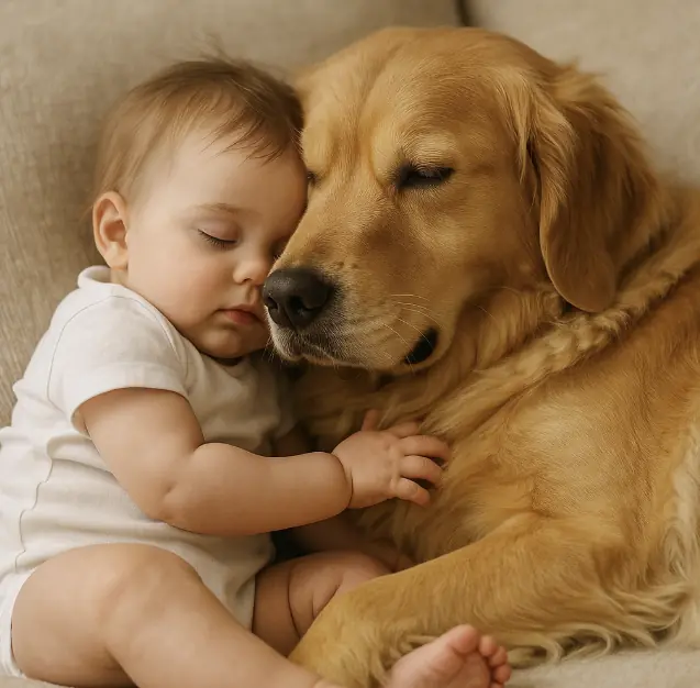 Dad can’t contain emotions when dog does ‘sweetest’ thing while meeting new baby sister