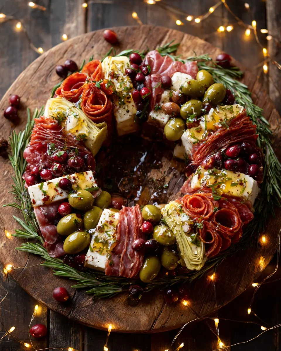 Savory Holiday Cheese Wreath