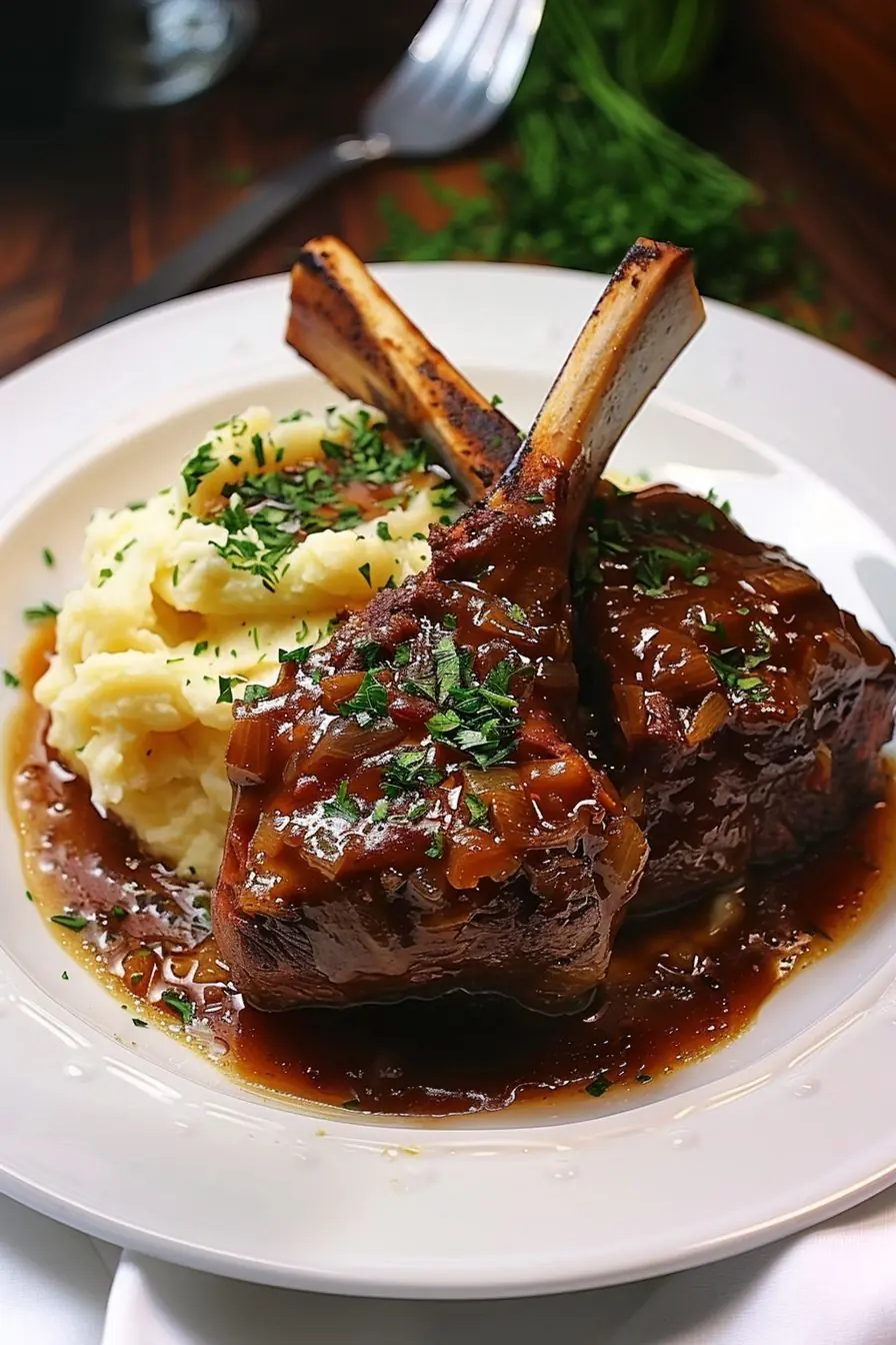 Tender Lamb, Creamy Potatoes, and a Flavorful Red Wine Sauce – Pure Perfection!