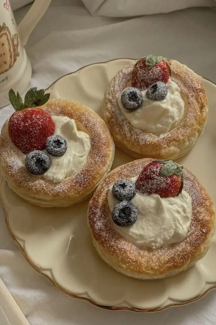 Fluffy Puff Pastry Cream Tarts with Fresh Berries