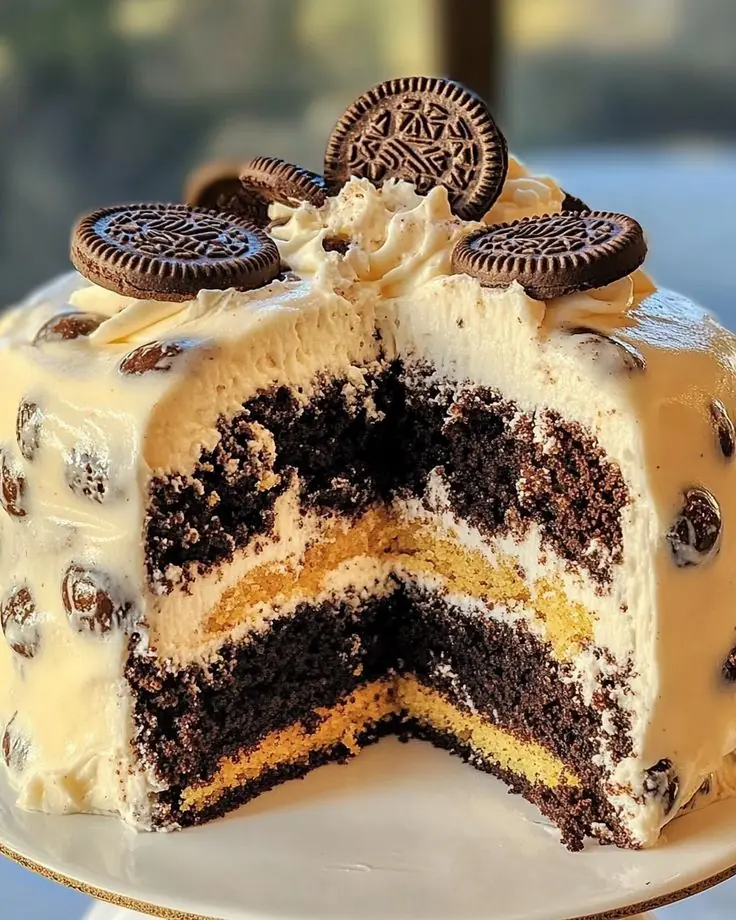 Oreo Honeybun Cake with Cinnamon Cookies 'n Cream Icing