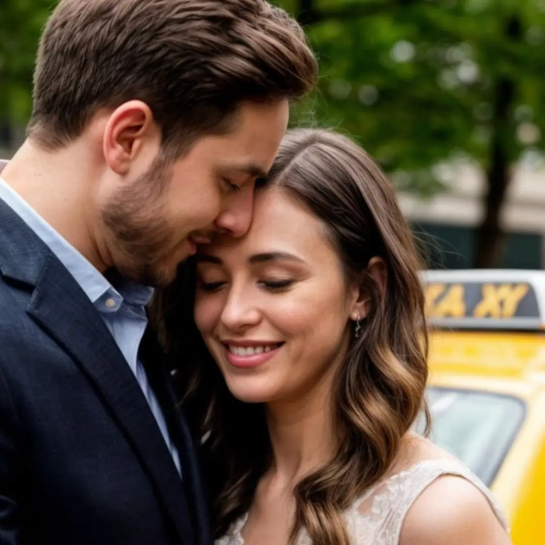 Wife and lover accidentally got into a taxi with the husband. When the husband saw this, his glasses almost slid down his nose