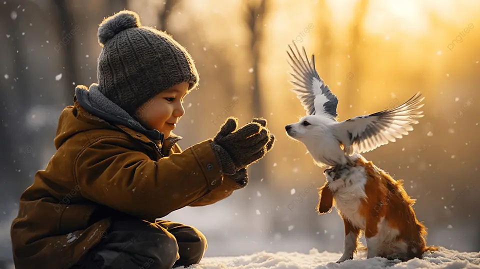 The Little Boy And The Injured Sparrow