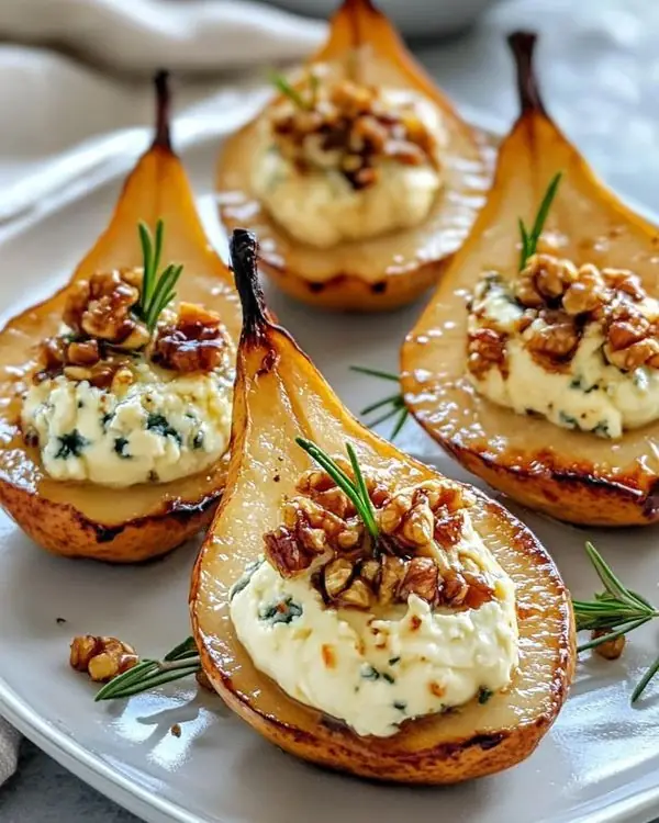 Roasted Pears with Blue Cheese & Caramelized Walnuts