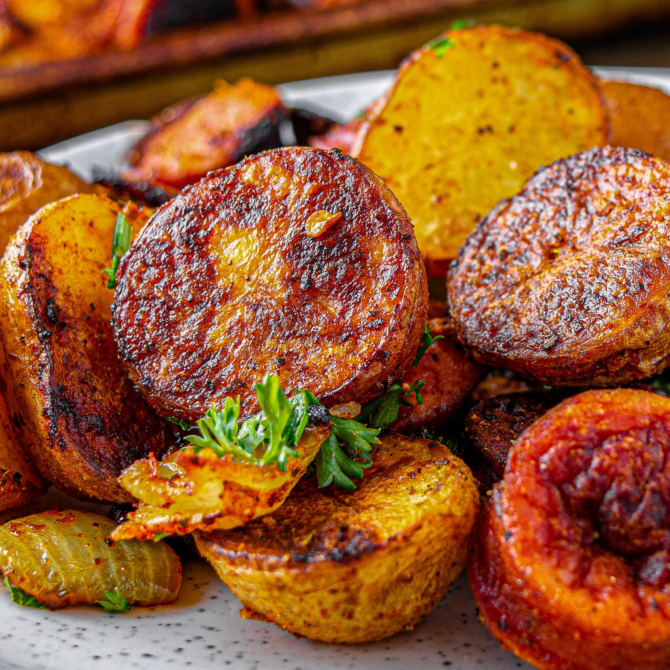 Roasted smoked sausage and potatoes