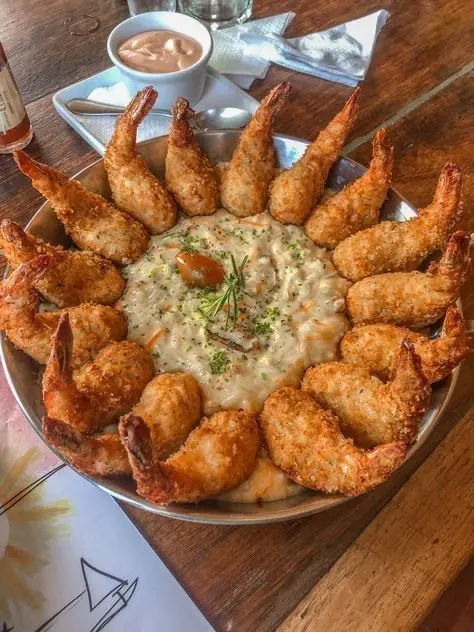 Crispy Fried Shrimp with Garlic Parmesan Risotto
