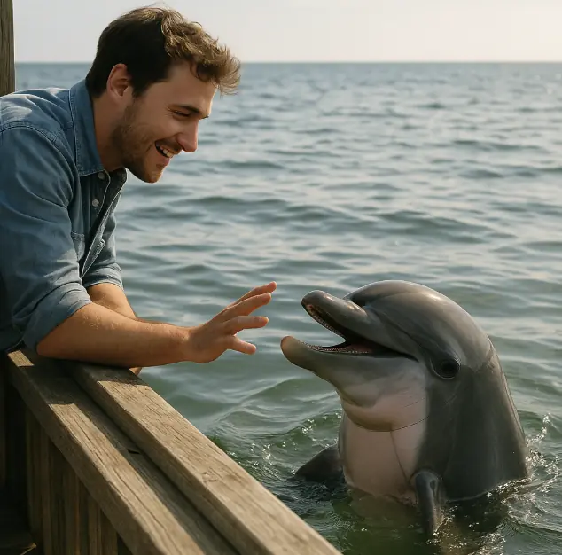It’s Amazing ! Dolphin Stops To Have A Sweet Chat