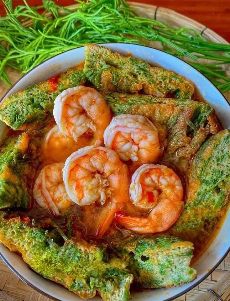 Thai Gaeng Som with Shrimp & Cha-Om Omelette