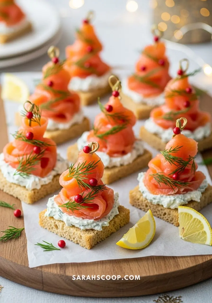 Smoked Salmon Christmas Tree Canapés