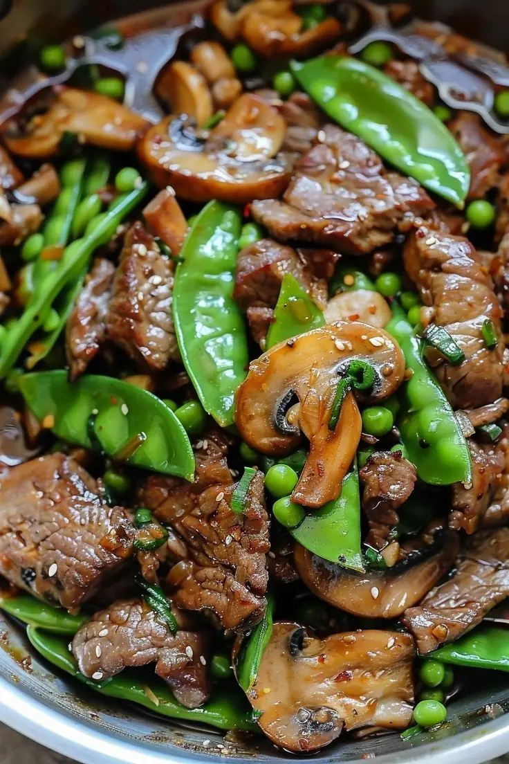 Beef Stir-Fry with Mushrooms & Snow Peas
