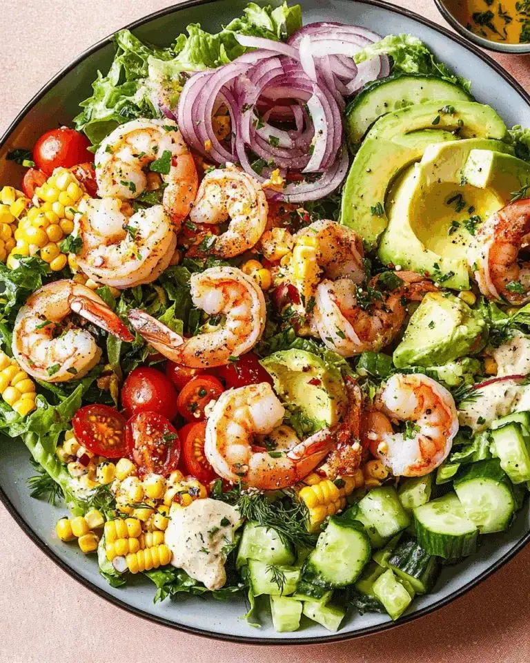 Spicy Garlic Shrimp with Avocado Tomato Salad