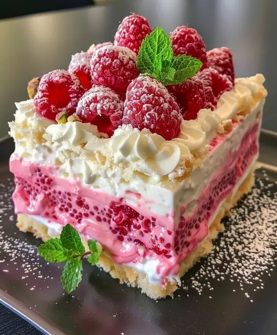 Raspberry Cream Layer Cake (No-Bake Style)