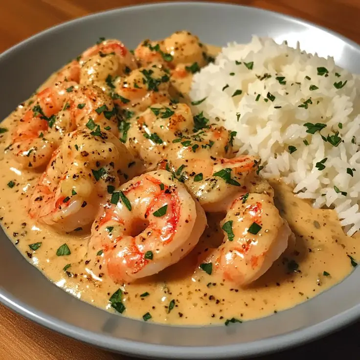 Creamy Garlic Shrimp with Rice