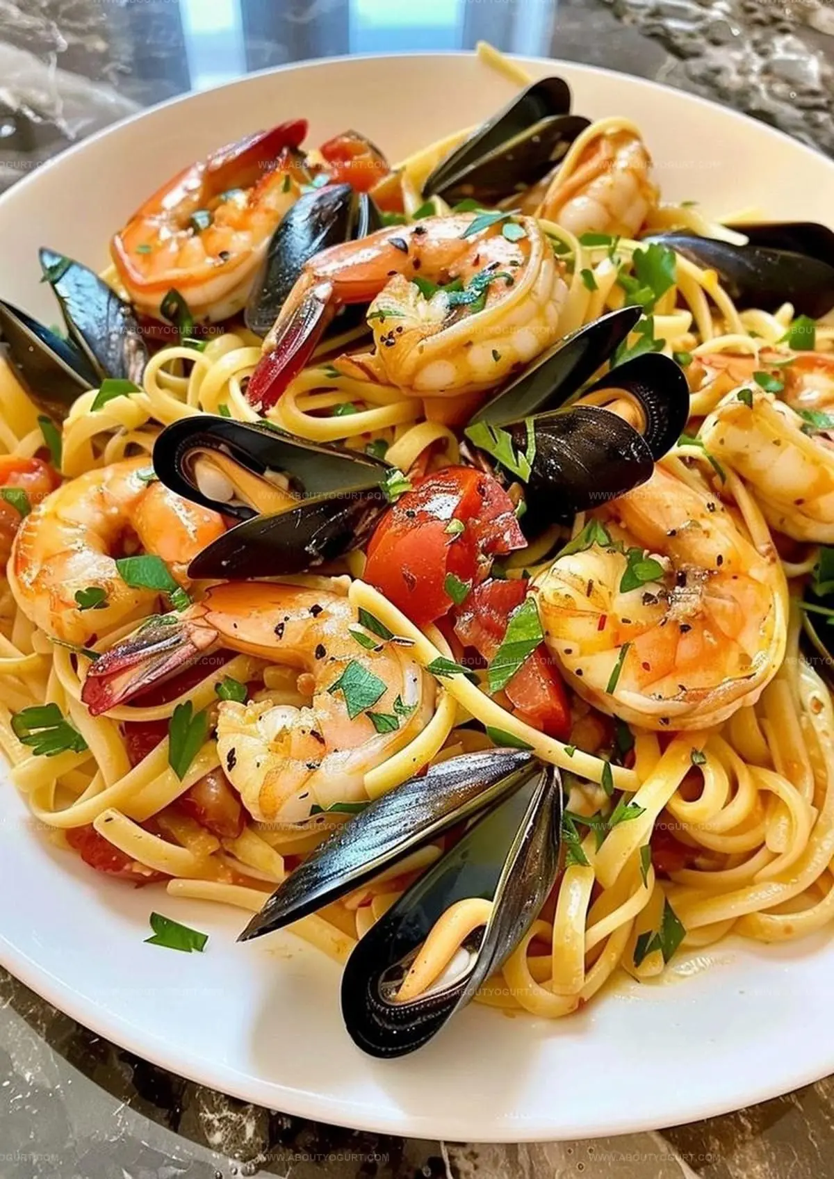 Seafood Linguine with Shrimp and Mussels