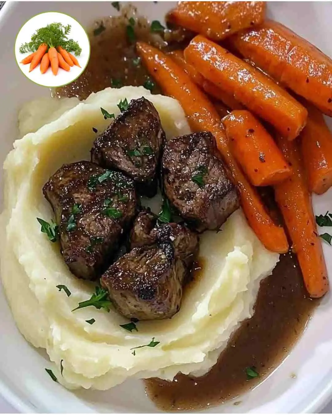 Butter Steak Bites with Mashed Potatoes & Glazed Carrots – A Comfort Plate With Serious Flavor