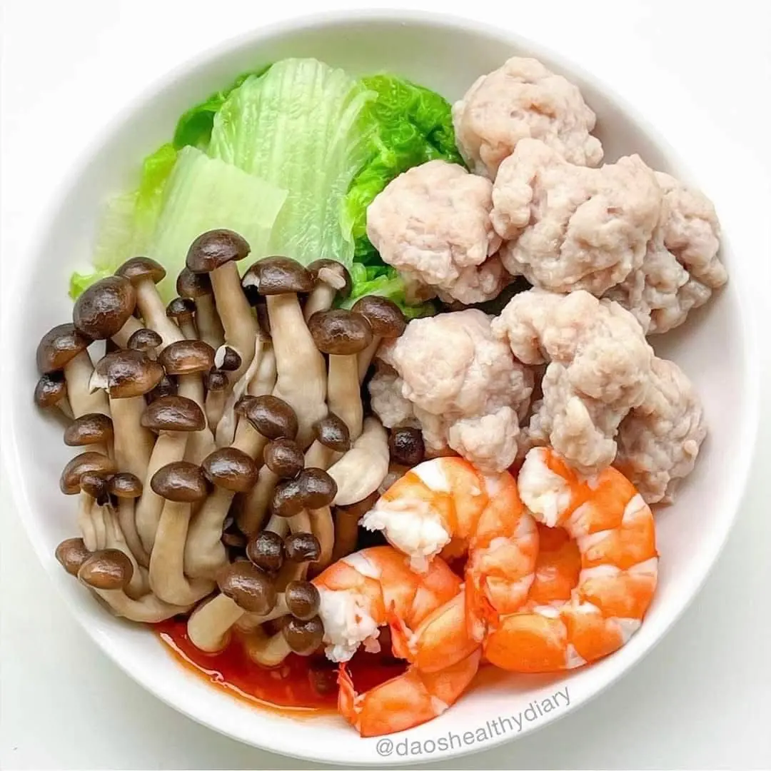 Shrimp & Pork Ball Bowl with Shimeji Mushrooms