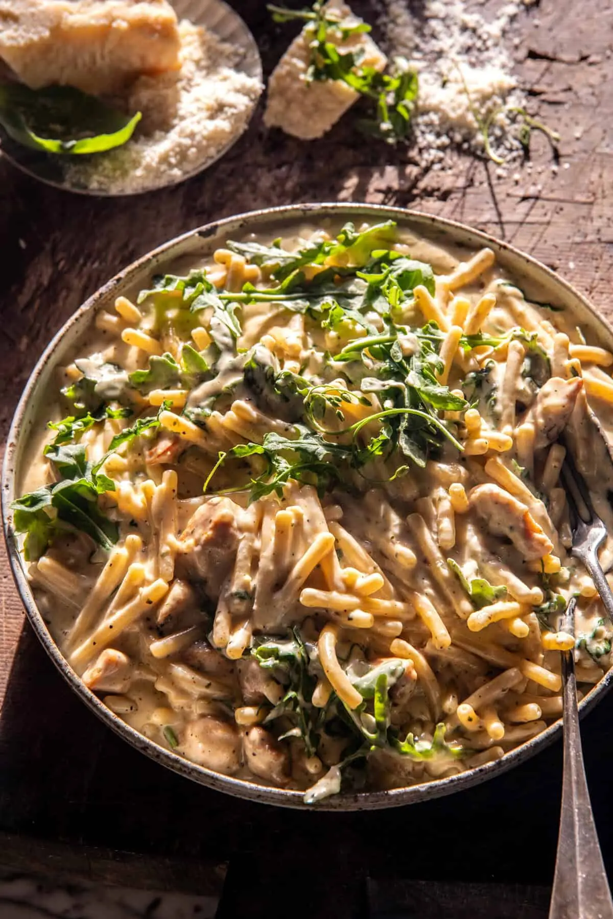 One Pot Chicken Caesar Pesto Pasta