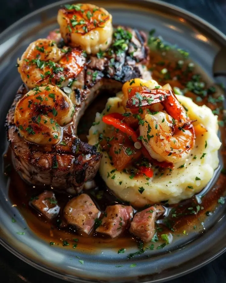 SURF & TURF WITH CREAMY PEPPERCORN SAUCE