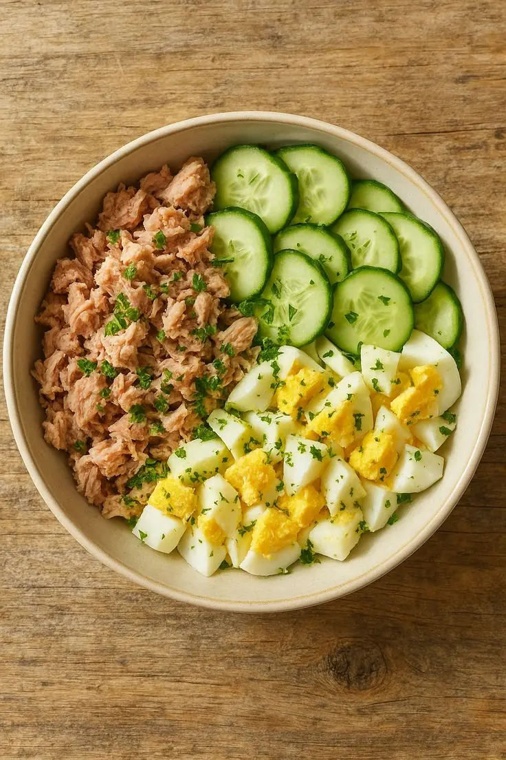 Tuna, Egg, and Cucumber Protein Bowl