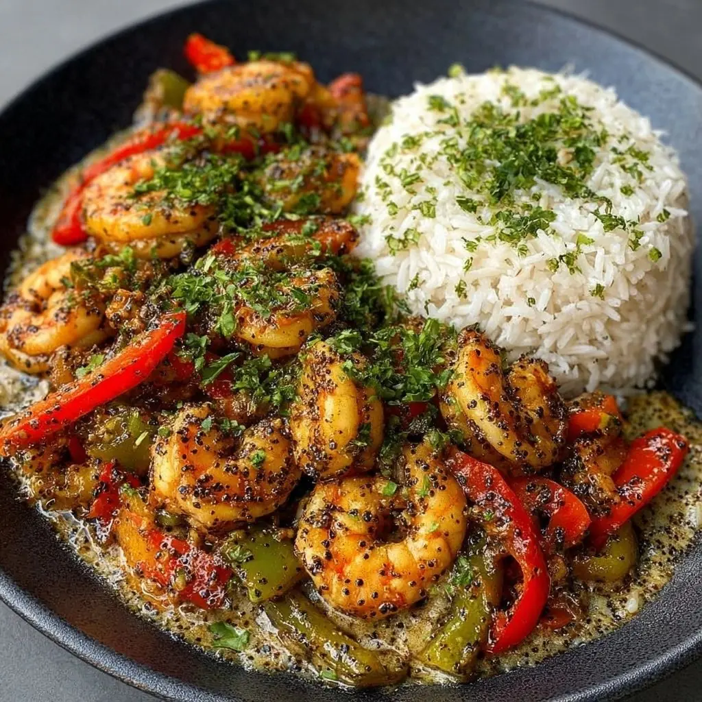 Black Pepper Butter Shrimp with Rice