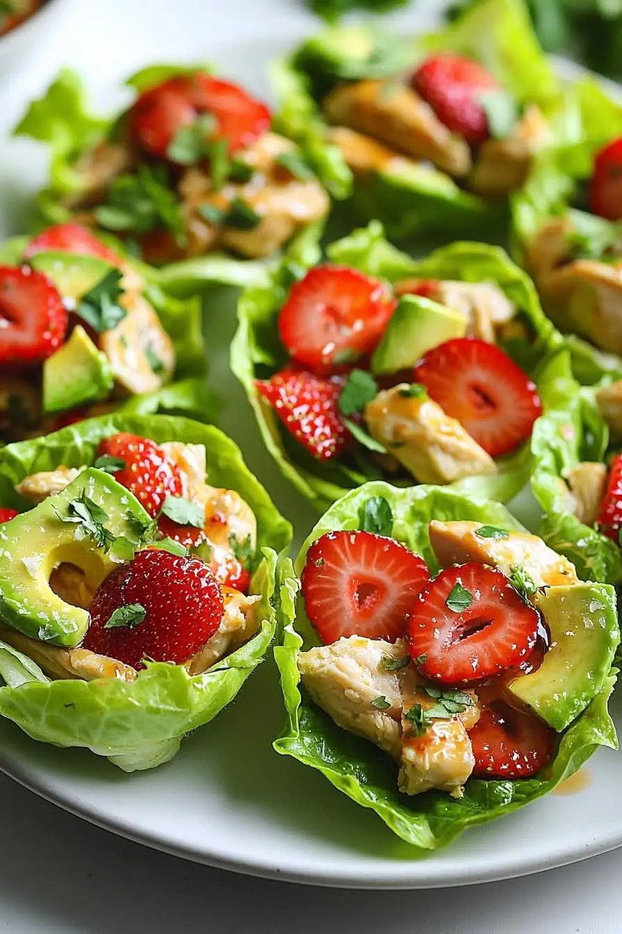 Strawberry Avocado Chicken Lettuce Cups