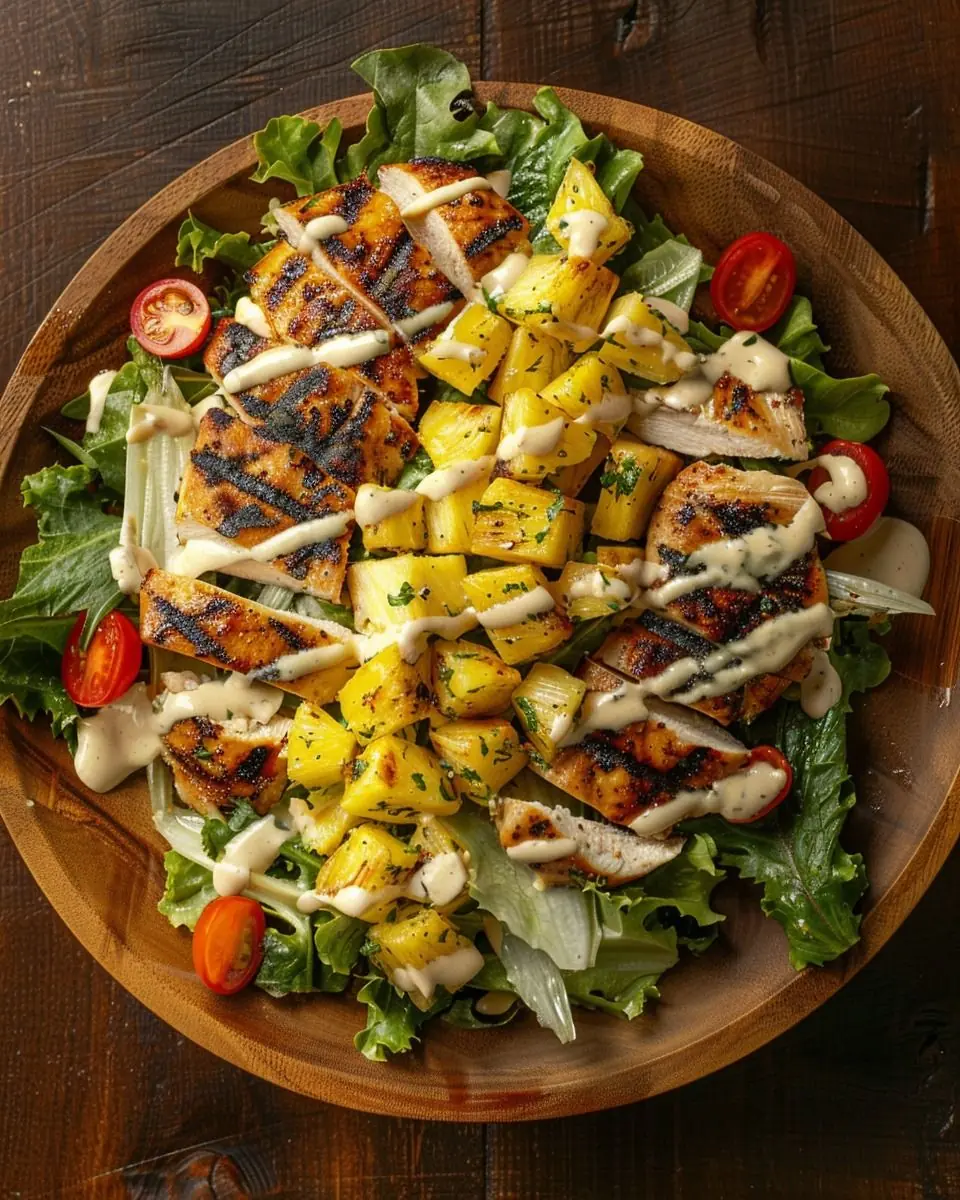 Grilled Chicken and Pineapple Salad with Creamy Dressing