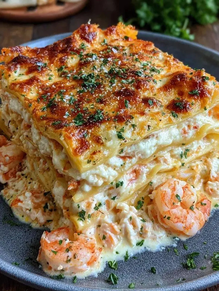 Creamy Seafood Lasagna with Shrimp