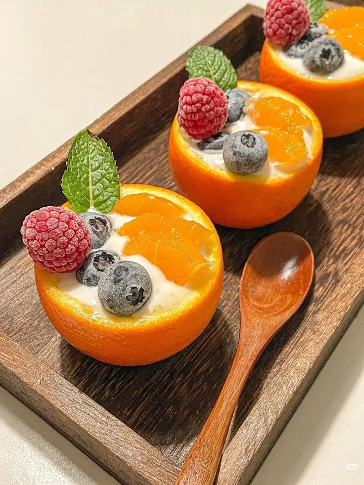 Orange Cups with Yogurt Cream & Fresh Berries