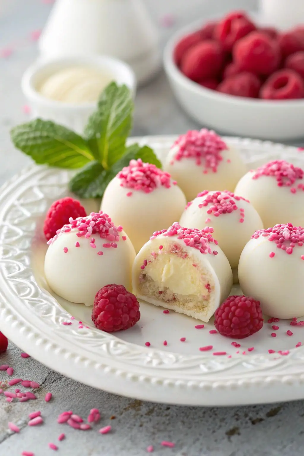 White Chocolate Raspberry Truffles
